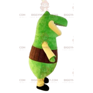 Costume de mascotte BIGGYMONKEY™ de dinosaure vert très rigolo.