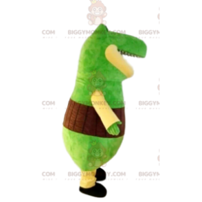 Zeer grappig mascottekostuum met groene dinosaurus