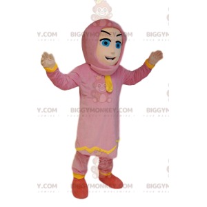 BIGGYMONKEY™ mascot costume of Touareg woman in pink outfit.