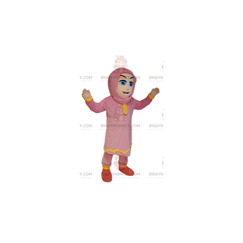 BIGGYMONKEY™ mascot costume of Touareg woman in pink outfit.