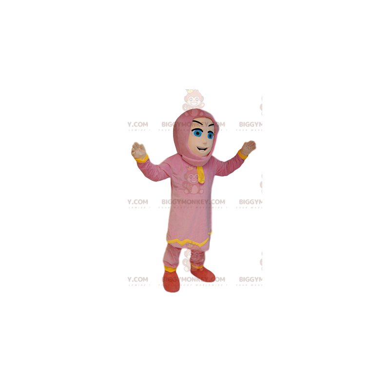 BIGGYMONKEY™ mascottekostuum van Touareg-vrouw in roze outfit. BIGGYMONKEY™ mascottekostuum van Touareg-vrouw in roze outfit.