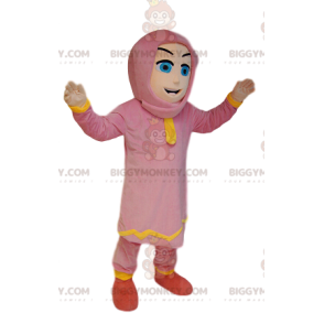 Traje de mascote BIGGYMONKEY™ de mulher Touareg com roupa rosa.