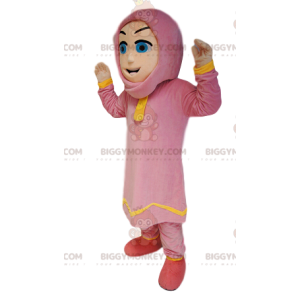 BIGGYMONKEY™ mascot costume of Touareg woman in pink outfit.