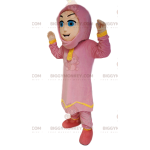 BIGGYMONKEY™ mascottekostuum van Touareg-vrouw in roze outfit.