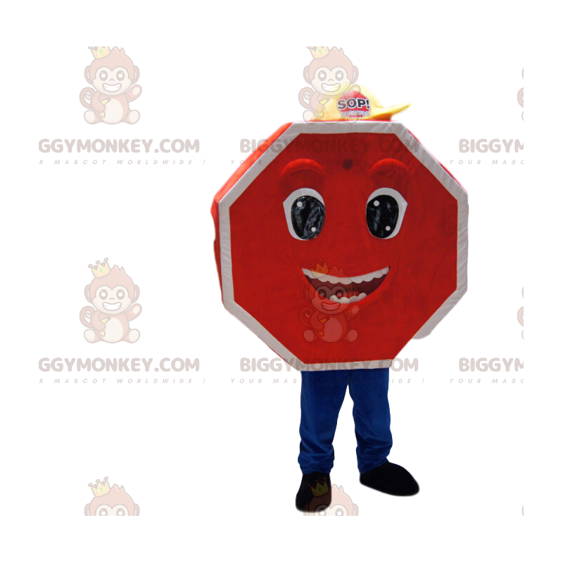 Disfraz de mascota de BIGGYMONKEY™ de señal de tráfico roja muy Disfraz de mascota de BIGGYMONKEY™ de señal de tráfico roja muy