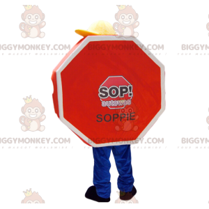 Costume da mascotte BIGGYMONKEY™ con segnale stradale rosso
