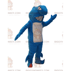 Costume da mascotte BIGGYMONKEY™ squalo bianco e blu molto