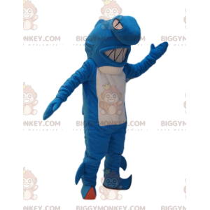 Disfraz de mascota BIGGYMONKEY™ de tiburón azul y blanco muy