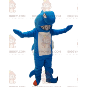 Mycket aggressiv blå och vit haj BIGGYMONKEY™ maskotdräkt. hajdräkt - Fiskmaskot - BIGGYMONKEY_012945 - BiggyMonkey.com