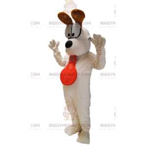 BIGGYMONKEY™ Maskottchenkostüm von Odie, dem weißen Hund in