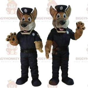 BIGGYMONKEY™ saksanpaimenkoiran maskottiasu poliisiasussa. -