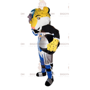 Costume de mascotte BIGGYMONKEY™ de léopard jaune en tenue de