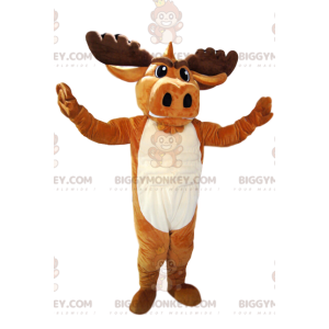 Brown Deer BIGGYMONKEY™ maskotdräkt med vackra horn.