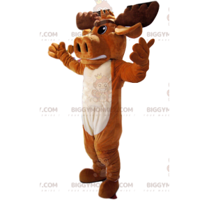Brown Deer BIGGYMONKEY™ Mascot Costume with Beautiful Antlers.