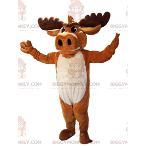 Brown Deer BIGGYMONKEY™ Mascot Costume with Beautiful Antlers.