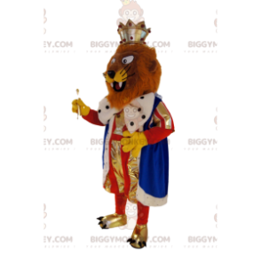 BIGGYMONKEY™ maskotdräkt av brunt lejon i kungsklädsel. lejondräkt - Lion maskot - BIGGYMONKEY_012963 - BiggyMonkey.com