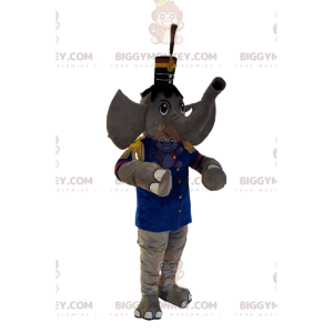 BIGGYMONKEY™ maskottiasu, harmaa elefantin marssimekko, hattu -