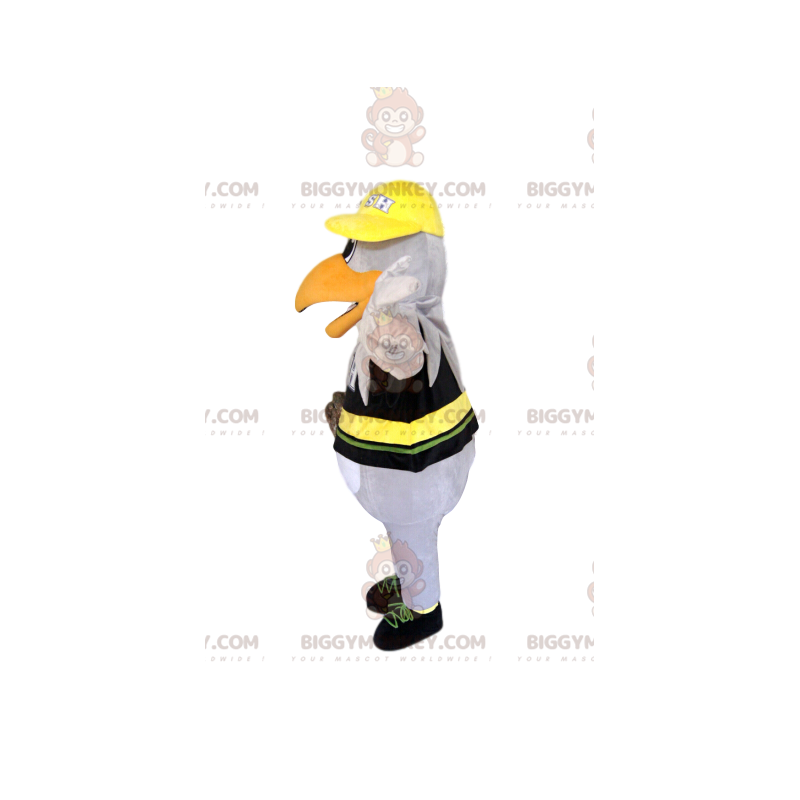Fato de mascote BIGGYMONKEY™ de águia branca em jersey de Fato de mascote BIGGYMONKEY™ de águia branca em jersey de