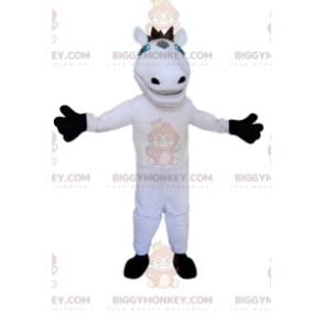 BIGGYMONKEY™ Μασκότ Κοστούμι Λευκό Άλογο με Μαύρη Χίτη -