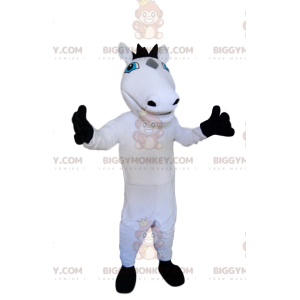 Disfraz de mascota BIGGYMONKEY™ Caballo blanco con melena negra