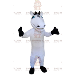 BIGGYMONKEY™ Mascot Costume White Horse With Black Mane -