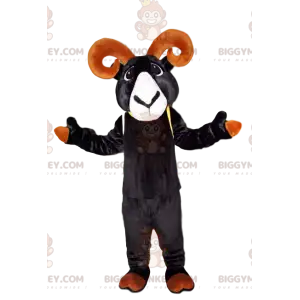 BIGGYMONKEY™ maskotkostume Sort stenbukk med smukke brune horn