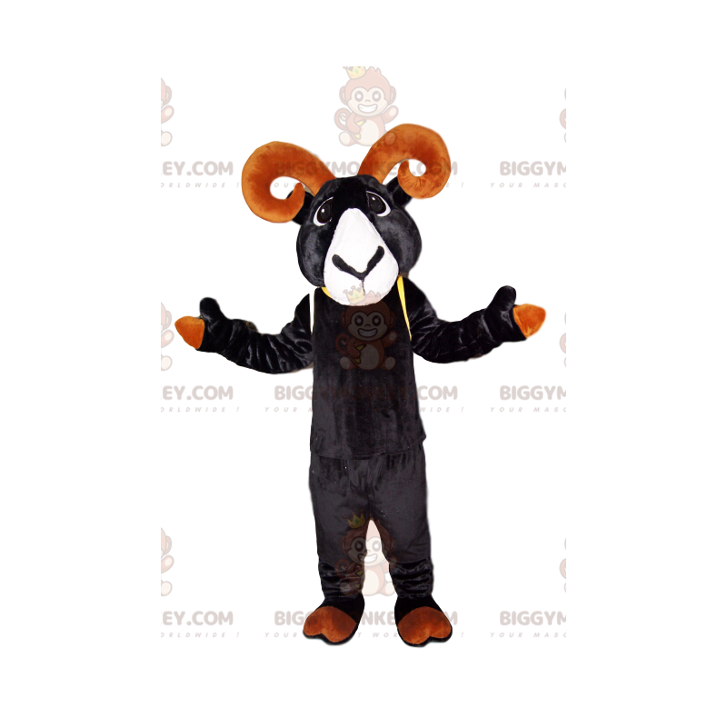 BIGGYMONKEY™ Mascot Costume Black Ibex With Beautiful Brown