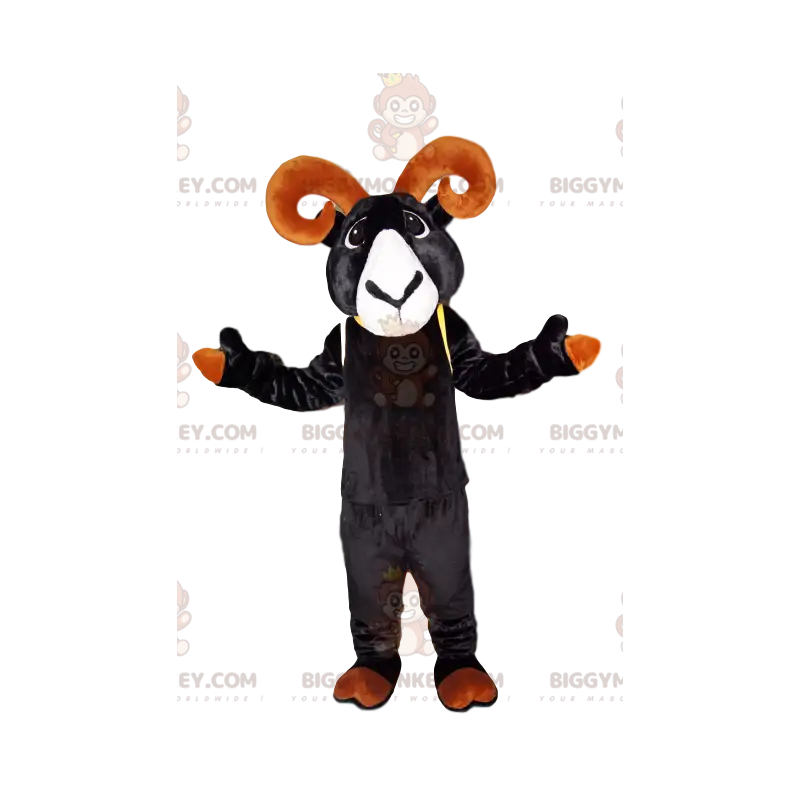 BIGGYMONKEY™ maskotkostume Sort stenbukk med smukke brune horn BIGGYMONKEY™ maskotkostume Sort stenbukk med smukke brune horn