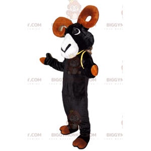 BIGGYMONKEY™ maskotkostume Sort stenbukk med smukke brune horn
