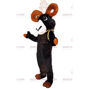 BIGGYMONKEY™ maskotkostume Sort stenbukk med smukke brune horn