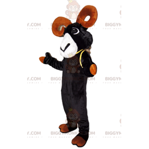 Kostým maskota BIGGYMONKEY™ Černý kozorožec s krásnými hnědými