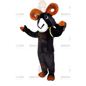 BIGGYMONKEY™ maskottiasu, musta Ibex kauniilla ruskeilla