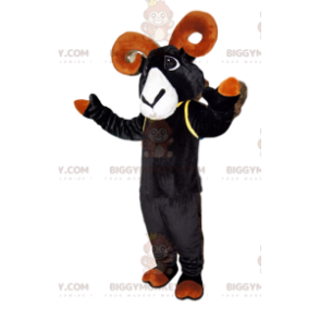 BIGGYMONKEY™ maskottiasu, musta Ibex kauniilla ruskeilla
