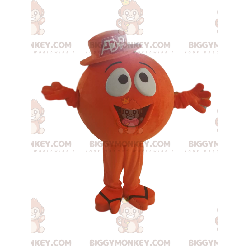 Pomarańczowy, okrągły kostium maskotki BIGGYMONKEY™ z dużym Pomarańczowy, okrągły kostium maskotki BIGGYMONKEY™ z dużym