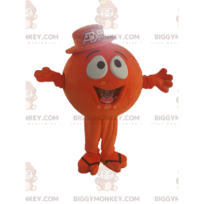 Orange Round Character BIGGYMONKEY™ Mascot Costume, With Big