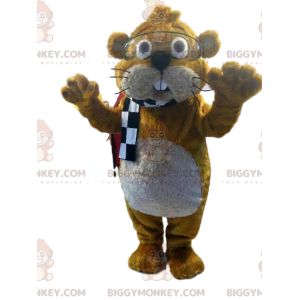 BIGGYMONKEY™ Disfraz de mascota de castor marrón con anteojos