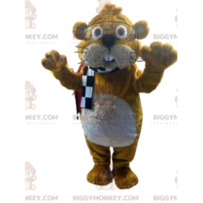 Kostium maskotka brązowy bóbr BIGGYMONKEY™ z przezroczystymi