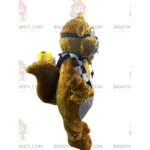 BIGGYMONKEY™ Brun bävermaskotdräkt med klara glasögon -