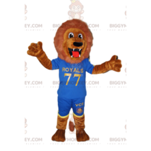 Kostým BIGGYMONKEY™ Maskot Fenomenální hnědý lev v modrém