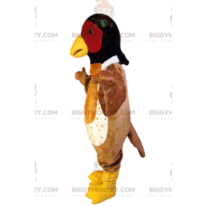 Kostium maskotki BIGGYMONKEY™ Brązowy ptak z czarno-czerwoną głową - Maskotka ptak - BIGGYMONKEY_012975 - BiggyMonkey.com