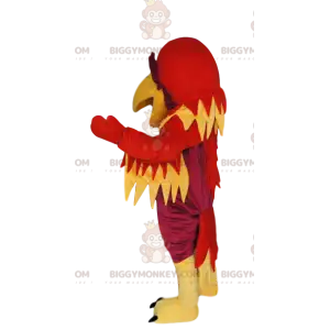 Disfraz de mascota BIGGYMONKEY™ de fénix fucsia, rojo y