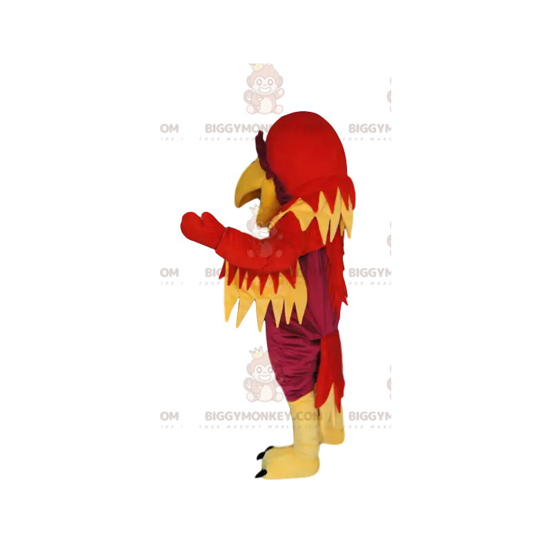 Disfraz de mascota BIGGYMONKEY™ de fénix fucsia, rojo y Disfraz de mascota BIGGYMONKEY™ de fénix fucsia, rojo y