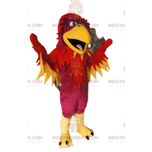 Costume de mascotte BIGGYMONKEY™ de phoenix fushia, rouge et