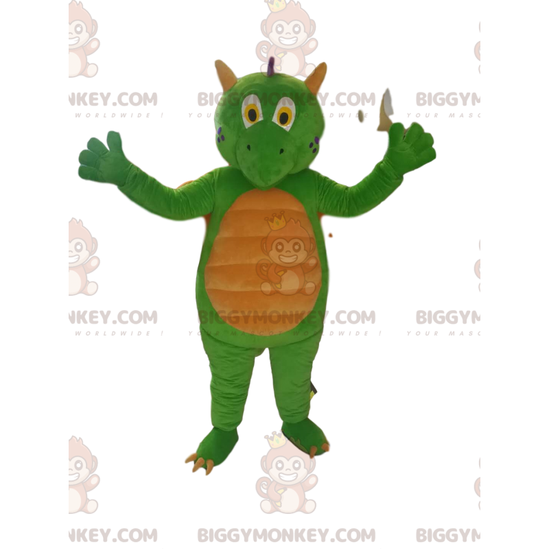 Green and Yellow Dragon BIGGYMONKEY™ Mascot Costume. dragon