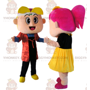 Super rolig liten flicka och pojke BIGGYMONKEY™ Mascot Costume