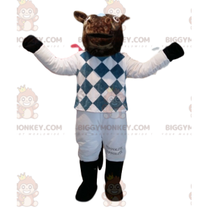 BIGGYMONKEY™ Costume da mascotte Cavallo marrone in completo da