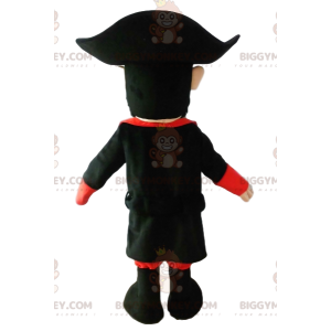 Pirat BIGGYMONKEY™ maskotdräkt med en vacker svart kostym. -