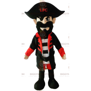 Pirate BIGGYMONKEY™ Mascot Costume with a gorgeous black suit.