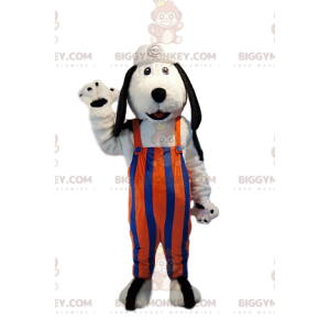 BIGGYMONKEY™ mascot costume of white dog with orange and blue