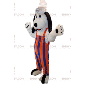 BIGGYMONKEY™ Maskottchenkostüm aus weißem Hund mit orange-blau